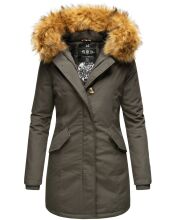 Marikoo Karmaa-Princess Damen Parka Winterjacke mit Fellkragen Anthrazit-Gr.XS