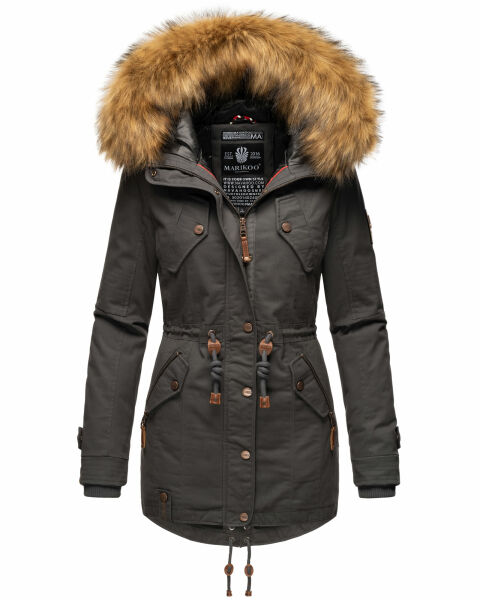 Marikoo La Viva Princess Damen Winterjacke mit Kapuze Anthrazit Größe L - Gr. 40