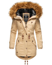 Marikoo La Viva Princess Damen Winterjacke mit Kapuze Beige Größe S - Gr. 36