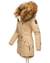 Marikoo La Viva Princess Damen Winterjacke mit Kapuze Beige Größe S - Gr. 36