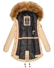 Marikoo La Viva Princess Damen Winterjacke mit Kapuze Beige Größe S - Gr. 36