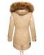 Marikoo La Viva Princess Damen Winterjacke mit Kapuze Beige Größe S - Gr. 36