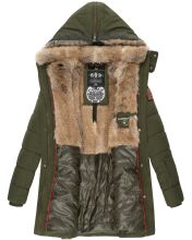 Marikoo warme Damen Steppmantel Winterjacke mit Kapuze Olive Größe S - Gr. 36