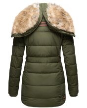 Marikoo warme Damen Steppmantel Winterjacke mit Kapuze Olive Größe XL - Gr. 42