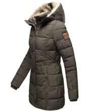 Marikoo warme Damen Steppmantel Winterjacke mit Kapuze Anthrazit Größe XS - Gr. 34