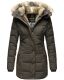 Marikoo warme Damen Steppmantel Winterjacke mit Kapuze Anthrazit Größe S - Gr. 36