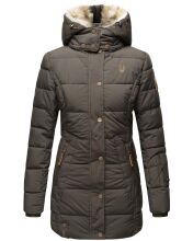 Marikoo warme Damen Steppmantel Winterjacke mit Kapuze Anthrazit Gr&ouml;&szlig;e M - Gr. 38