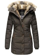 Marikoo warme Damen Steppmantel Winterjacke mit Kapuze Anthrazit Gr&ouml;&szlig;e M - Gr. 38