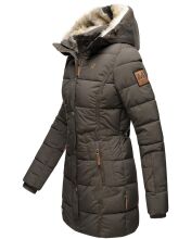 Marikoo warme Damen Steppmantel Winterjacke mit Kapuze Anthrazit Gr&ouml;&szlig;e M - Gr. 38