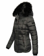 Marikoo Lotus warme Damen Winterjacke gesteppt mit Kunstfell Anthrazit Größe S - Gr. 36