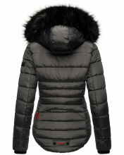 Marikoo Lotus warme Damen Winterjacke gesteppt mit Kunstfell Anthrazit Größe S - Gr. 36