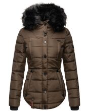 Marikoo Lotus warme Damen Winterjacke gesteppt mit Kunstfell Braun Größe XS - Gr. 34