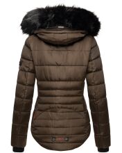 Marikoo Lotus warme Damen Winterjacke gesteppt mit Kunstfell Braun Größe XS - Gr. 34