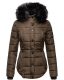 Marikoo Lotus warme Damen Winterjacke gesteppt mit Kunstfell Braun Größe XS - Gr. 34