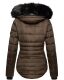 Marikoo Lotus warme Damen Winterjacke gesteppt mit Kunstfell Braun Größe XS - Gr. 34