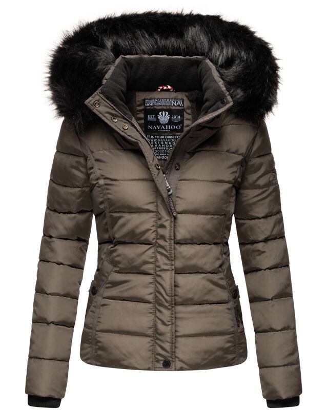 Navahoo Miamor Damen Winter Steppjacke gef&uuml;ttert mit Teddyfell Anthrazit Gr&ouml;&szlig;e XXL - Gr. 44