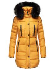 Marikoo Warm Ladies Winter Jacket Winterjacket Parka Quilted Coat Long B401 Yellow Size M - Size 38
