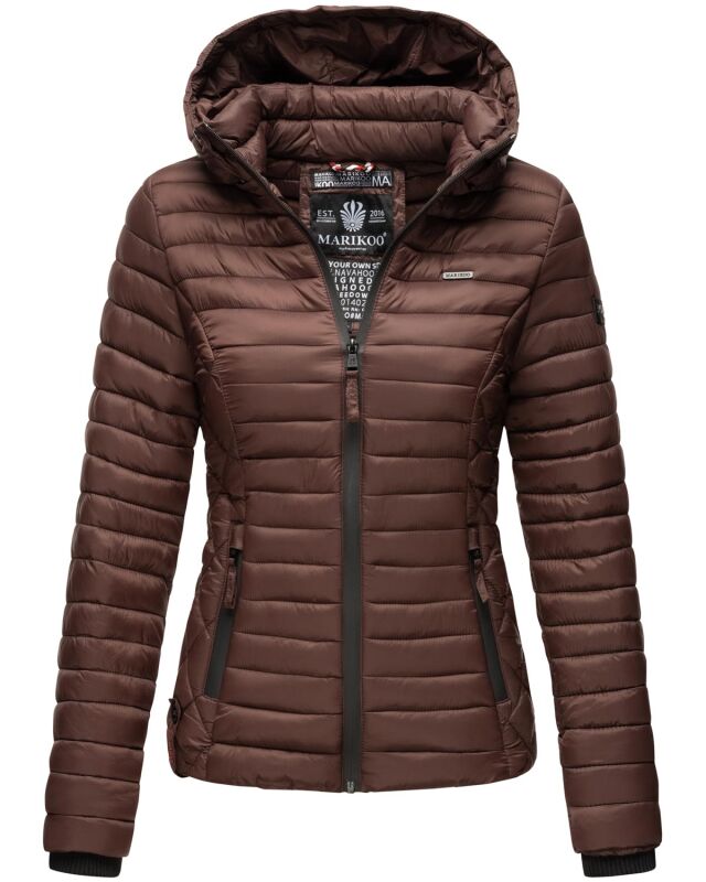 Marikoo Samtpfote leichte Damen Steppjacke Schoko