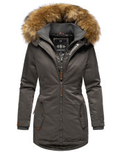 Marikoo Sanakoo Damen Winterjacke mit Kapuze und Teddyfell  Anthrazit Gr&ouml;&szlig;e S - Gr. 36