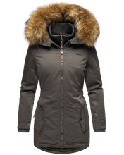 Marikoo Sanakoo Damen Winterjacke mit Kapuze und Teddyfell  Anthrazit Gr&ouml;&szlig;e S - Gr. 36