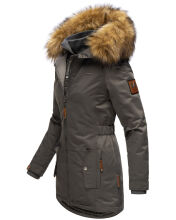Marikoo Sanakoo Damen Winterjacke mit Kapuze und Teddyfell  Anthrazit Gr&ouml;&szlig;e S - Gr. 36