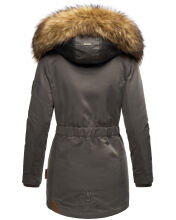 Marikoo Sanakoo Damen Winterjacke mit Kapuze und Teddyfell  Anthrazit Gr&ouml;&szlig;e S - Gr. 36