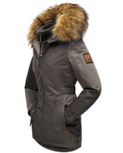Marikoo Sanakoo Damen Winterjacke mit Kapuze und Teddyfell  Anthrazit Gr&ouml;&szlig;e S - Gr. 36