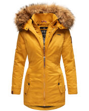 Marikoo Sanakoo Damen Winterjacke mit Kapuze und Teddyfell  Gelb Größe XS - Gr. 34