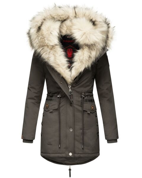 Navahoo Sweety 2 in 1 ladies parka winterjacket with fur collar - Anthracite-Gr.S
