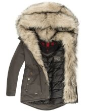 Navahoo Sweety 2 in 1 ladies parka winterjacket with fur collar - Anthracite-Gr.S