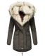 Navahoo Sweety 2 in 1 ladies parka winterjacket with fur collar - Anthracite-Gr.S