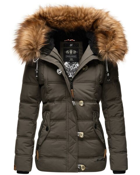 Navahoo Zoja Damen gespteppte Winterjacke gefüttert mit Teddyfell Anthrazit Größe S - Gr. 36
