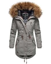 Marikoo La Viva Princess Damen Winterjacke mit Kapuze Hellgrau Gr&ouml;&szlig;e XS - Gr. 34
