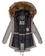 Marikoo La Viva Princess Damen Winterjacke mit Kapuze Hellgrau Gr&ouml;&szlig;e XS - Gr. 34
