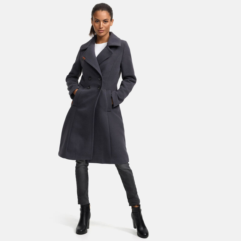 Navahoo Wooly Damen Trenchcoat Winter Mantel Anthrazit Gr&ouml;&szlig;e XXXL - Gr. 46