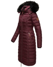 Navahoo Umay ladies long winter jacket with fur collar Weinrot-Gr.M