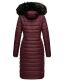 Navahoo Umay Damen lange Winterjacke mit Fellkragen Weinrot-Gr.M