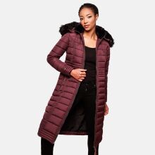 Navahoo Umay Damen lange Winterjacke mit Fellkragen Weinrot-Gr.XL