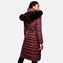 Navahoo Umay Damen lange Winterjacke mit Fellkragen Weinrot-Gr.XL