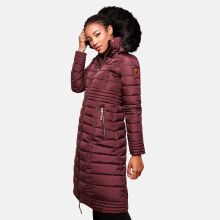 Navahoo Umay Damen lange Winterjacke mit Fellkragen Weinrot-Gr.XXL