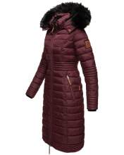 Navahoo Umay ladies long winter jacket with fur collar Weinrot-Gr.S