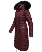 Navahoo Umay Damen lange Winterjacke mit Fellkragen Weinrot-Gr.S