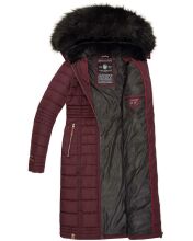 Navahoo Umay Damen lange Winterjacke mit Fellkragen Weinrot-Gr.S