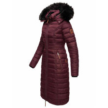Navahoo Umay Damen lange Winterjacke mit Fellkragen Weinrot-Gr.S
