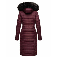 Navahoo Umay Damen lange Winterjacke mit Fellkragen Weinrot-Gr.S
