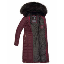 Navahoo Umay Damen lange Winterjacke mit Fellkragen Weinrot-Gr.S
