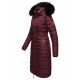 Navahoo Umay Damen lange Winterjacke mit Fellkragen Weinrot-Gr.S