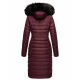 Navahoo Umay Damen lange Winterjacke mit Fellkragen Weinrot-Gr.S