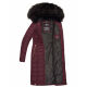 Navahoo Umay Damen lange Winterjacke mit Fellkragen Weinrot-Gr.S
