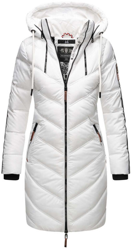 Marikoo Armasa lange Damen Winter Steppjacke Weiss Gr.L